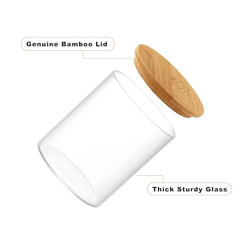 INIUNIK Glass Qtip Holder Dispenser with Bamboo Lid - 2 Pack Apothecary Jars - Cotton Balls Pads Swabs Holder Jar - Bathroom Vanity Canisters Jars for Countertop Storage and Organization thumbnail 6