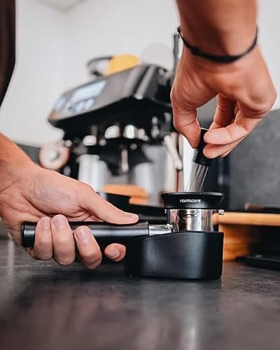 Normcore Portafilter Holder, Portafilter Tamping Station, 304 Stainless Steel With Silicon Espresso Holder Tamper Stand Fits 58mm Espresso Machines Portafilters, Black thumbnail 4