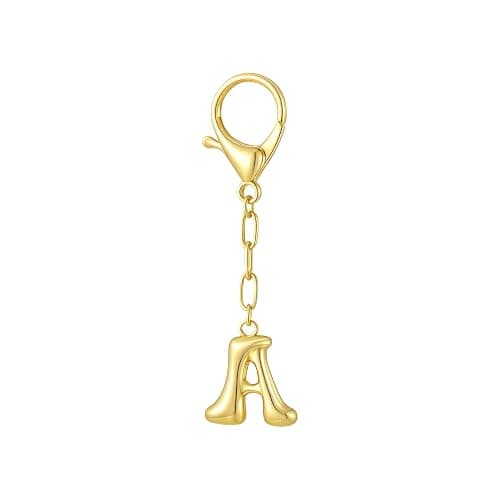 GAOKOXI Gold Bubble Initial Keychain Charm for Women Chunky Bag Purse Charms A-Z Letter Key Chains for Handbag Accessories - Gold-a - Image 1