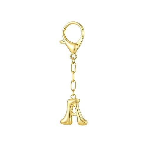 GAOKOXI Gold Bubble Initial Keychain Charm for Women Chunky Bag Purse Charms A-Z Letter Key Chains for Handbag Accessories - Gold-a - Image 1