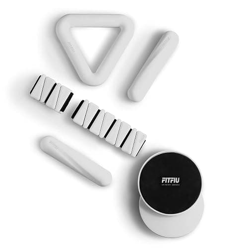 Fitfiu Fitness Pack of 4 Pilates Accessories: 1 Weights 2 Wristbands 2 Dumbbells 2 Dumbbells 2 Sliding Discs 1 Steel Elastic Band in White Silicone - Image 1