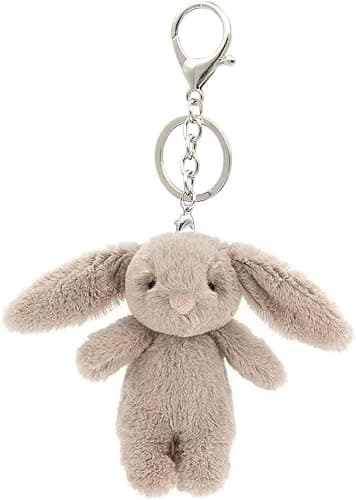 ZOONAI Cute Bunny Plush Keychain for Backpack, 3.5" Inch Mini Rabbit Bag Purse Charm Decoration for Women Girls - Image 1