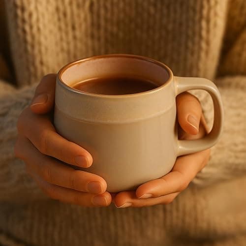 Ava Nord Ceramic Coffee Mugs Set of 4, 12 oz Stoneware Coffee Cups with Comfortable Handle for Latte, Tea, Cappuccino, Cocoa -Microwave and Dishwasher Safe - Modern Unique Aesthetic - Reactive Glaze thumbnail 6