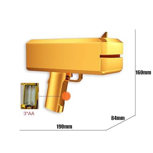 OBEST Money Gun Shooting, Money Gun Toy, Fake US Dollar Banknotes, Golden Prop Gun, Money Rain, Suitable for Parties, Weddings, Party Games thumbnail 2