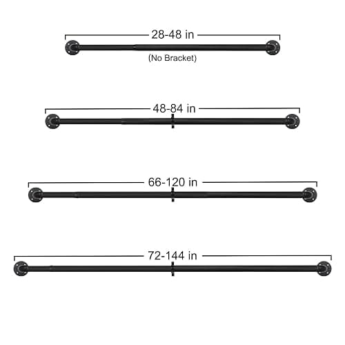 Refrze Curtain Rods for Windows 48 to 84 Inch, 1"Black Curtain Rod Industrial Wrap Around,Adjustable Heavy Duty Blackout Curtain Rods for Ceiling,Bedroom,Outdoor Patio thumbnail 9