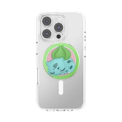 PopSockets Phone Grip for MagSafe with Kickstand, Magnetic Stand, Swappable Top, Secure Hold for iPhone MagSafe Cases, Phone & Tablet Grip, Pokemon Grass Type - PopOut Sleepy Bulbasaur thumbnail 3