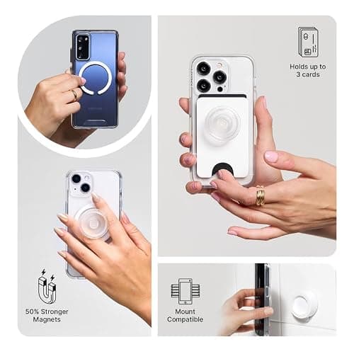 PopSockets Phone Wallet with Expanding Grip and Adapter Ring for MagSafe, Phone Card Holder, Wireless Charging Compatible, Wallet Compatible with MagSafe - Navy Blue thumbnail 7