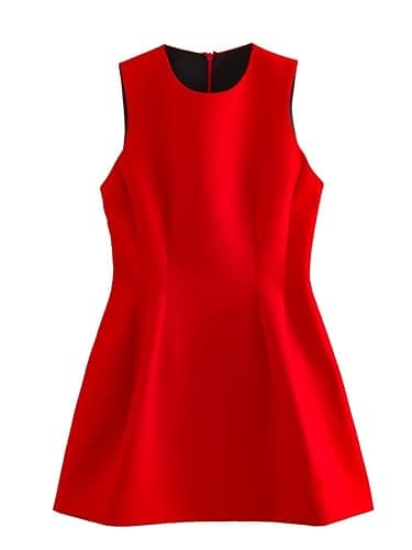 OFFSUM Damen Kleid Ärmelloses -Frauen O Hals Rot Sommerkleid Sexy Zurück Reißverschluss Mode Party Elegante Kurze Cocktailkleider Für Party Prom Abend Hochzeit Kleidung - XS - Rot - Image 1