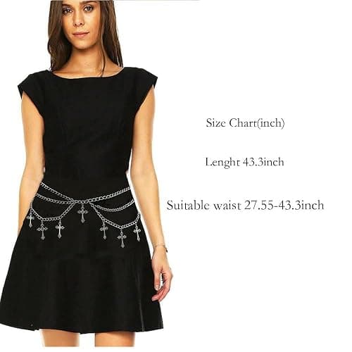Wloisc Star Waist Chain Belt - Punk Gothic Crossover Body Belly Chains Tassel for Women Girl thumbnail 3
