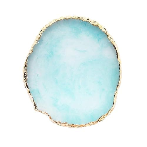JASSINS Resin Nail Art Palette,Nail Art Painting Mixed Color Palette Gold Edge Nail Gel Color Makeup Display Board (Blue) - 4# Blue - Image 1