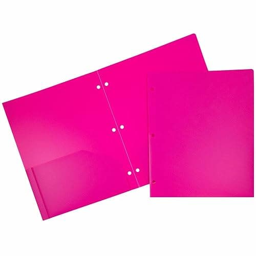 JAM PAPER Heavy Duty Plastic 3 Hole Punch Pocket Folders - Extra Tough School Folders - Fuchsia Hot Pink - 3/Pack - Image 1