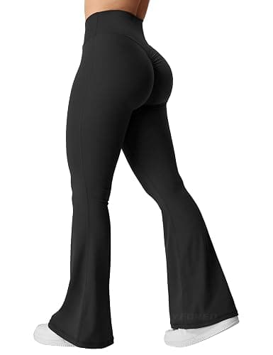YEOREO Kalie Flare Scrunch Leggings for Women V Cross Waist Bell Bottom Yoga Pants Tummy Control Bootcut Workout Leggings - Image 1