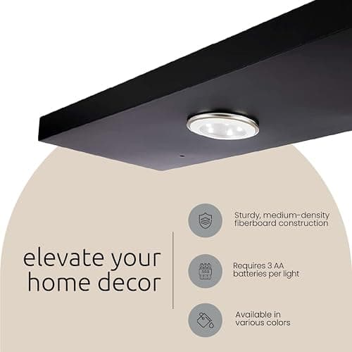 Kiera Grace Stockholm Aberg LED Light Floating Shelf, Modern Wall Shelves with Touch-Activated Lights, Ideal for Home Decor, 24", White, Pack of 1 thumbnail 7