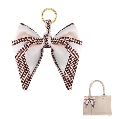 Ancnoz Silky Satin Bow Key Chain for Women Handbags Purse Bowknot Keychain for Ladies Bag Pendant - Image 1