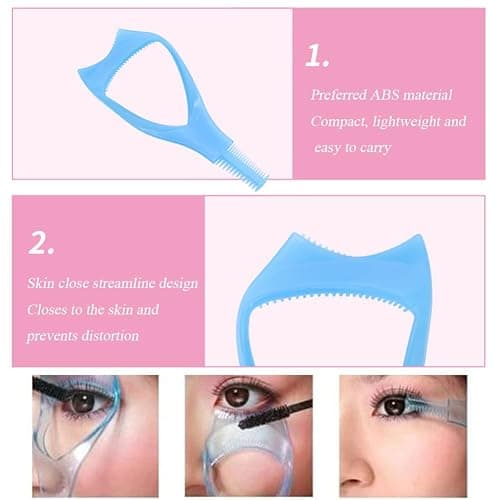 3PCS Blue Plastic 3 in 1 Eyelash Tool Makeup Upper Lower Eye Lash Mascara Shield Guard Applicator with Comb Eyelashes Curlers Shields Applicators thumbnail 4