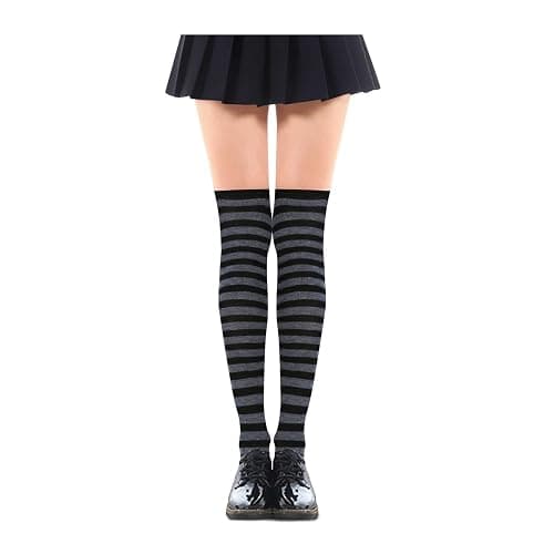Benefeet Sox Womens Rainbow Striped Knee High Thigh High Socks Arm Warmers Set Fingerless Gloves Halloween Costume thumbnail 6