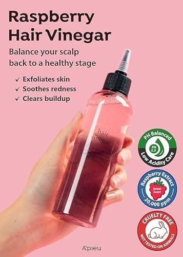 A’PIEU Raspberry Hair Vinegar Rinse - Scalp Clean & Detox for Oily and Itchy Scalp, Buildup & Dandruff Scalp Treatment, pH-Balancing for Fresh and Shiny Hair. Korean Hair Care. 6.76 fl oz thumbnail 2