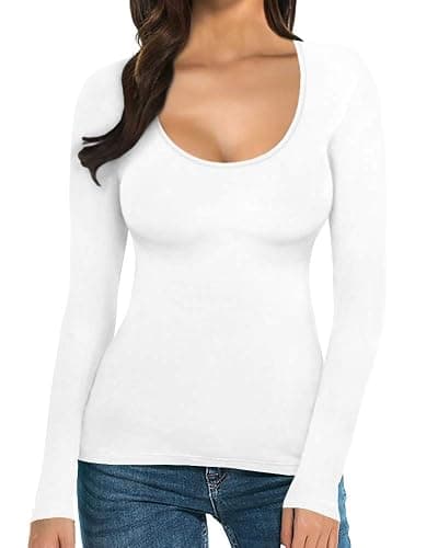 MANGOPOP Womens Scoop Neck Short Sleeve Long Sleeve Slim Fit T Shirt Tunic Tops Tee thumbnail 5