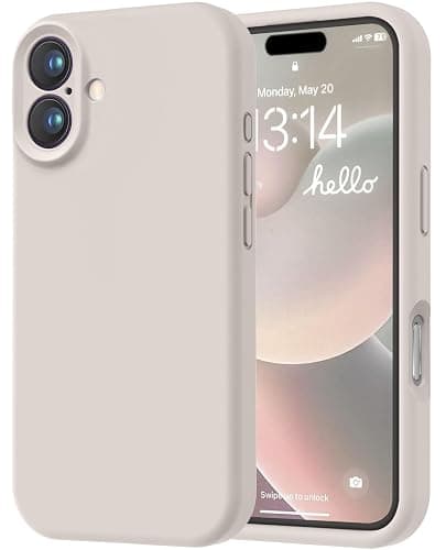 LOVE 3000 Designed for iPhone 16 Case, Premium Silicone with [Soft Anti-Scratch Microfiber Lining] Shockproof Protective Phone Case for Men Women Girls 6.1", Stone - Image 1