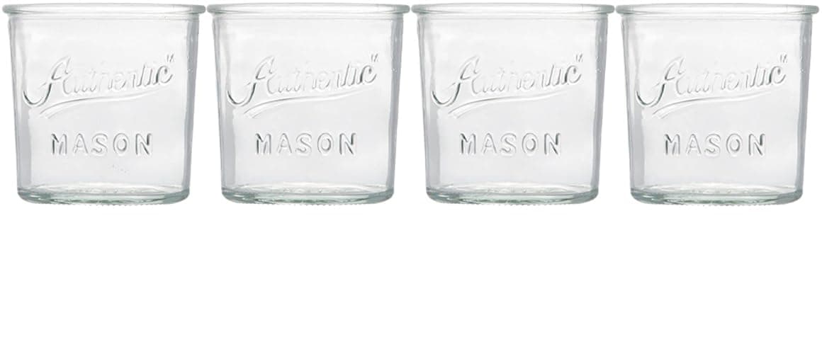 Glaver's Embossed Vintage Drinking Glasses Set of 4 Authentic Mason Vintage Glassware - 12 oz. Clear Glass Tumblers for Cocktails, Water, and Juice. - Authentic-1 thumbnail 5