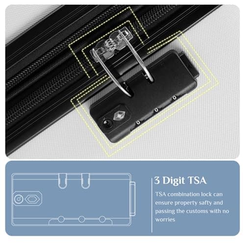 OLIXIS 3-Piece Luggage Set, Carry On Suitcases with Spinner Wheels, Expandable Travel Luggage with TSA Approved Lock & ABS Hard Shell, White, 20/24/28 Inch thumbnail 8