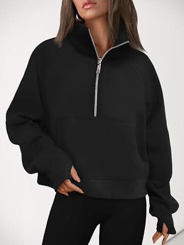 AUTOMET Womens Sweatshirts Half Zip Cropped Pullover Fleece Quarter Zipper Hoodies 2025 Fall Fashion Outfits Clothes thumbnail 6