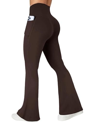 COPYLEAF Flare Leggings with Pockets for Women Seamless Crossover Yoga Pants with Tummy Control Bootcut Work Pants Trendy - Image 1