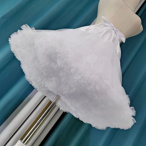 PhilaeEC Damen Petticoat Tüllrock Kurz Tutu Ballett Ballkleid Unterrock Underskirt Crinoline, Frauen Plissee Party Kostüm Skirt, Länge 40cm, Taille 55-95cm thumbnail 5