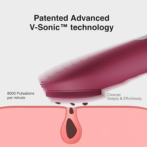 Face Scrubber, NågraCoola CLIE Facial Cleansing Brush, Waterproof and Rechargeable Face Scrub Brush for Men & Women, Cleansing, Exfoliating and Massaging, Electric Face Wash Brush - Berry thumbnail 3