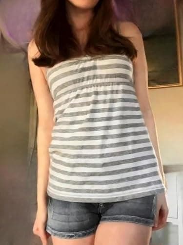 Y2k Grunge Striped Shirts Women Teen Girls Fitted Emo Goth Top 2000s Clothing Vintage Tees Mcbling Streetwear thumbnail 2
