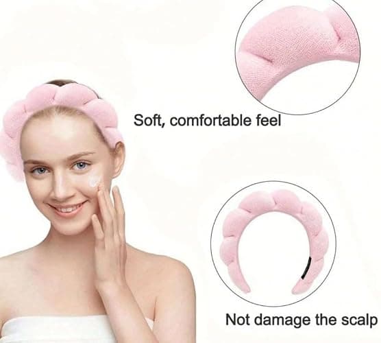 Spa Headband, Wrist Towels for Washing Face Soft Sponge Headbands for Women, Headband for Washing face with Wrist Strap, Hair Accessories for Skincare, Hair Accessories Headwear thumbnail 4