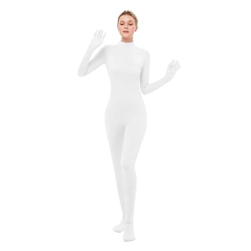 UINASH Long Sleeve Unitard Mock Turtleneck Full Body Spandex Footed Bodysuit Costume Jumpsuit Adult Unisex - Image 1
