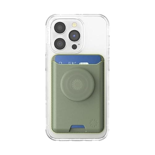 PopSockets Softgoods Phone Wallet with Expanding Grip and Adapter Ring for MagSafe, Magnetic Phone Card Holder, Wireless Charging Compatible, Wallet Compatible with MagSafe/Samsung - Eucalyptus thumbnail 2