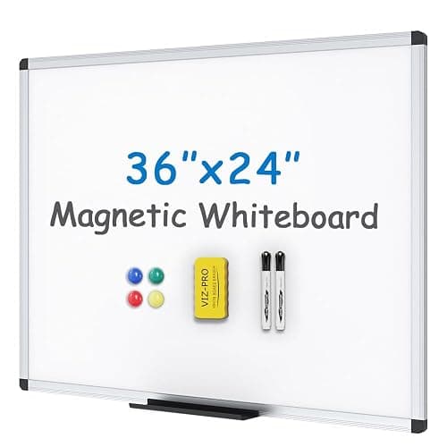 VIZ-PRO Magnetic Whiteboard/Dry Erase Board, 36 X 24 Inches, Includes 1 Eraser & 2 Markers & 4 Magnets - Image 1