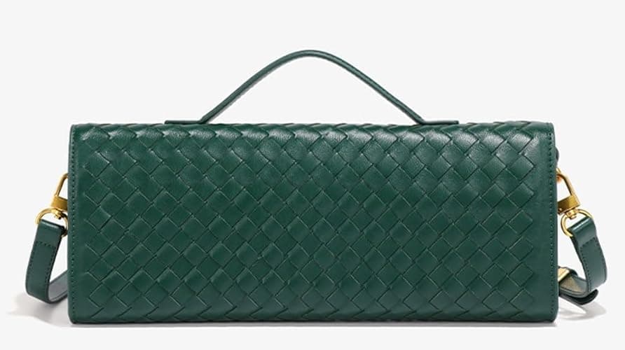 Upbull Trendy Woven Evening Clutch Purses Women Underarm Shoulder Handbag Cute Satchels Crossbody Purse PU Leather Wallet - A Dark Purple thumbnail 3