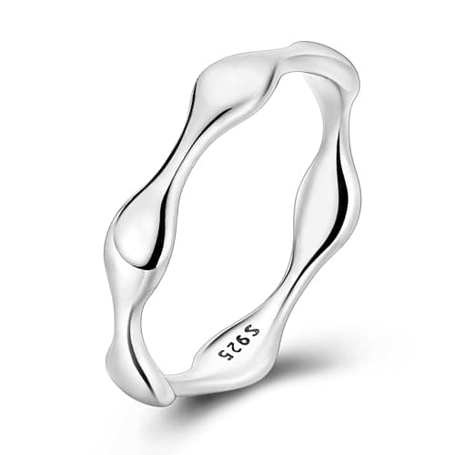 Hapour 925 Sterling Silver Ring for Women, Simple Statement Eternity Rings Modern Geometric Everyday Unique Wedding Band Stackable Rings 6-9 - Image 1