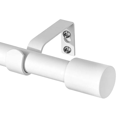 TONIAL White Curtain Rods 32 to 58 Inch(2.6-4.8ft), Adjustable Splicing Window Curtains rod, 3/4 Drapery Rods for Windows 20 to 53 Inch(1.7-4.4ft), Decorative Single Rod with Modern Cap Finial - Image 1