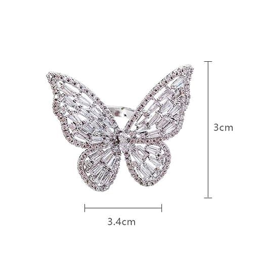 Aimimier Cubic Zirconia Butterfly Ring Sparkling Crystal Bow-Knot Knuckle Ring Wedding Jewelry for Women and Girls (Silver) thumbnail 5