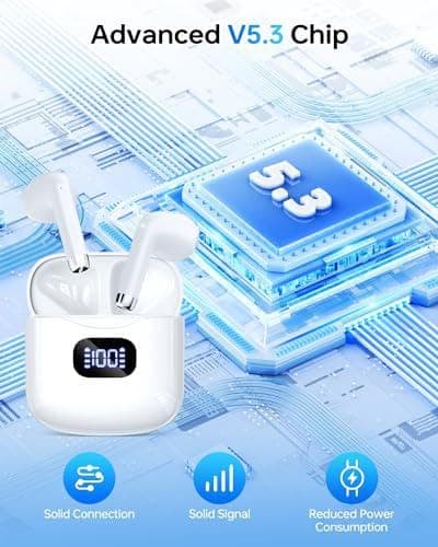 KTGEE Wireless Earbuds Bluetooth 5.3 Headphones, 40Hrs Playback Stereo Ear Buds with LED Display Charging Case IPX7 Waterproof in-Ear Earphones with Mic for Phone Tablet Laptop Sports, White - A-White thumbnail 5