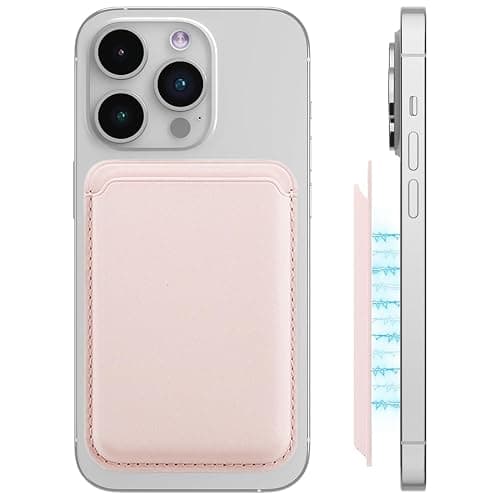 LYQNIHOB 1 Stk, Magnetic Wallet für Handy, Magnetisches Handy Wallet aus veganem Leder, mit rutschfestem Silikon und magnetischem Kartenhalter, RFID-Schutz, Magnetische Geldbörse für iPhone, Graurosa - Image 1