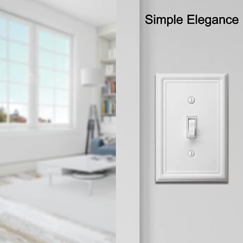 OKAWYC Single Toggle Light Switch Cover Luca Metal Wall Plate, 4-Pack White 1 Gang, Light Switch Cover Decorative Wallplate, Durable thumbnail 5