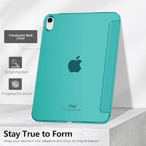 MoKo for iPad (A16) 11th Generation Case, iPad 10th Gen Case, Pagoda Blue | For iPad 11/10.9 Inch Case 2025/2022, Slim Stand Hard PC Translucent Back Shell Smart Cover,Support Touch ID,Auto Wake/Sleep thumbnail 6