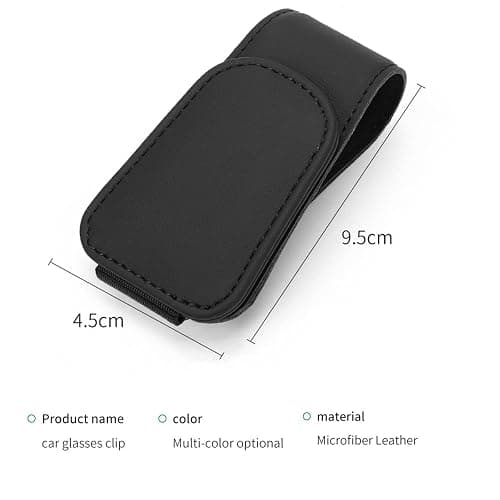 CHOSMOYI Magnetic Leather Sunglass Holder for Car, Sunglasses Clip for Car Visor, Auto Interior Accessories Universal for Different Size Eyeglasses (Black) thumbnail 2