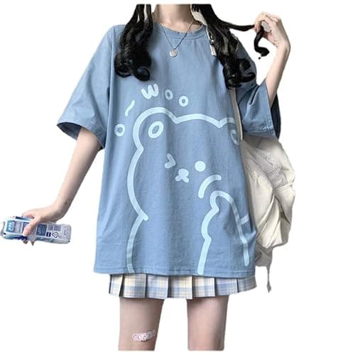 Tyadorw Womens Kawaii Shirt Aesthetic Shirts Harajuku Japanese Streetwear Kawaii Bear Graphic Tees Kawaii Oversized T Shirts - Image 1
