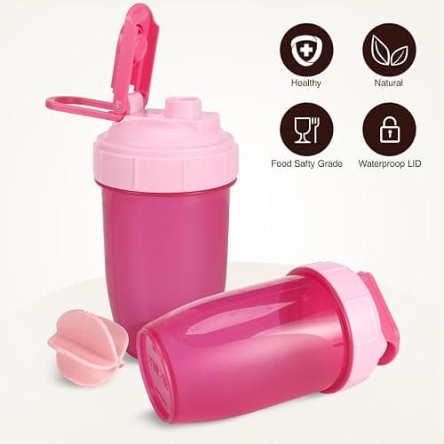 D.Y.A 16oz Shaker Bottle，Leak Proof Sports Shaker Cups for Protein Shakes，Shaker Bottle for Pre Workout and Travel To Go，BPA Free & Easy Clean Protein,Pink thumbnail 5