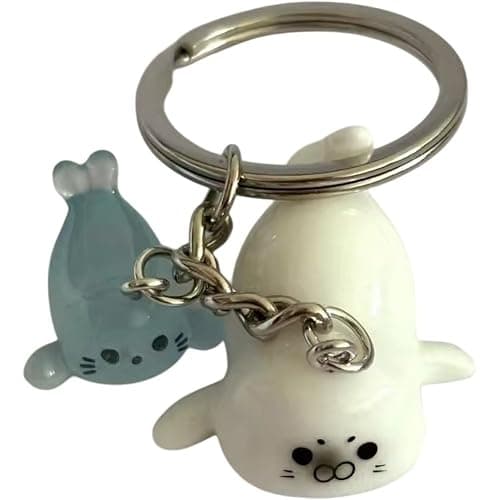 4 Pcs Cartoon Luminous Seal Keychain, Glow in The Dark Mini Sea Animal Keyring Bag Charm Pendants for Handbag Purse Car Keys Accessories thumbnail 7