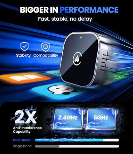 Teeran 2 in 1 Wireless CarPlay and Android Auto Adapter, Easy Setup Plug and Play, Fast Seamless Use, Supports 1000+ Cars with Built-in Wired CarPlay/Android Auto Compact Car Adapter 2026 Upgraded thumbnail 4