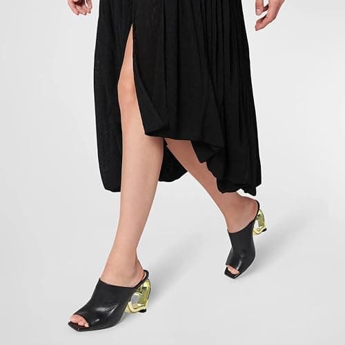 FSJ Women Classic Wide Straps Peep Toe Mules Heart Shape High Heel Slip On Summer Casual Slipper Shoes Size 4-15 US thumbnail 4