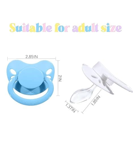 Landofgenie Adult Silicone Pacifier 3-Piece Set, BPA-Free, Blue + Yellow + White, Butterfly-Shaped thumbnail 2