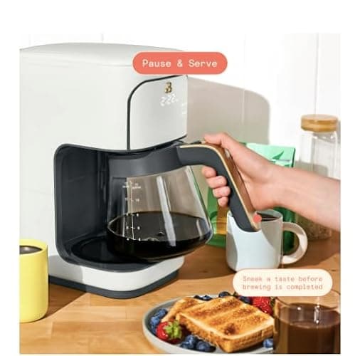 Beautiful 12 Cup Programmable Coffee Maker, by Drew Barrymore White Icing thumbnail 7